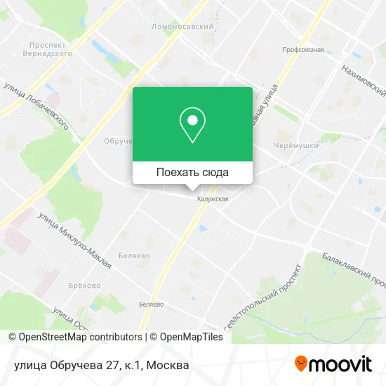 Карта улица Обручева 27, к.1