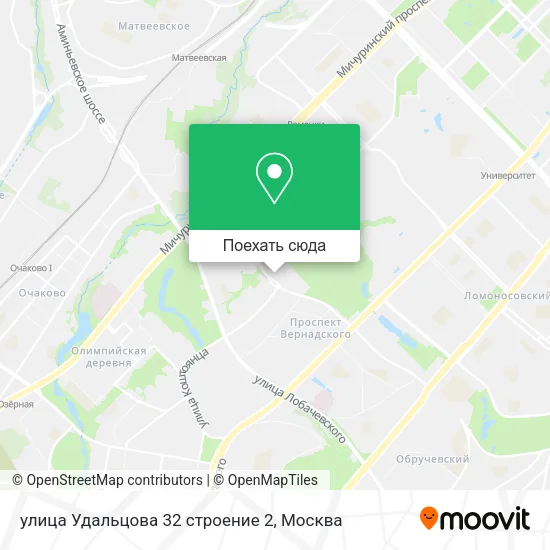 Карта улица Удальцова 32 строение 2