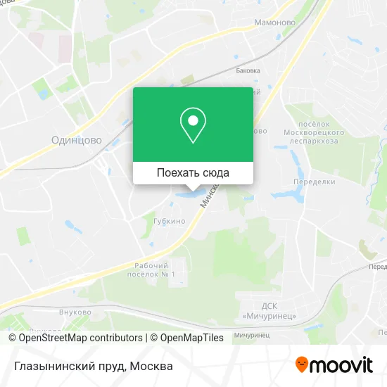Карта Глазынинский пруд