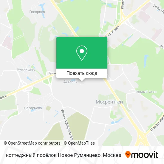 Карта коттеджный посёлок Новое Румянцево