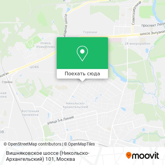 Карта Вишняковское шоссе (Никольско-Архангельский) 101