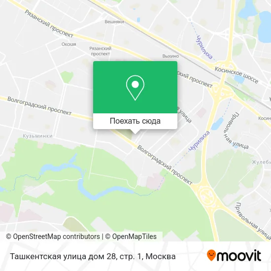 Карта Ташкентская улица дом 28, стр. 1