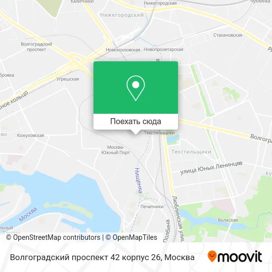 Карта Волгоградский проспект 42 корпус 26