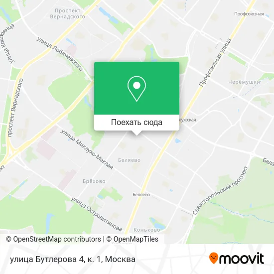 Карта улица Бутлерова 4, к. 1