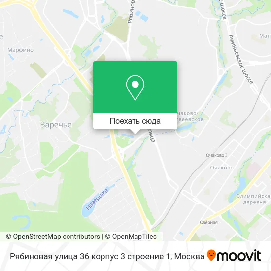 Карта Рябиновая улица 36 корпус 3 строение 1