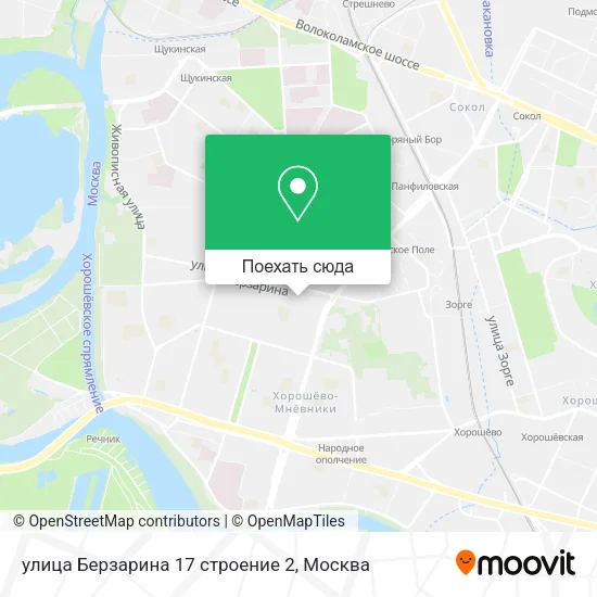Карта улица Берзарина 17 строение 2