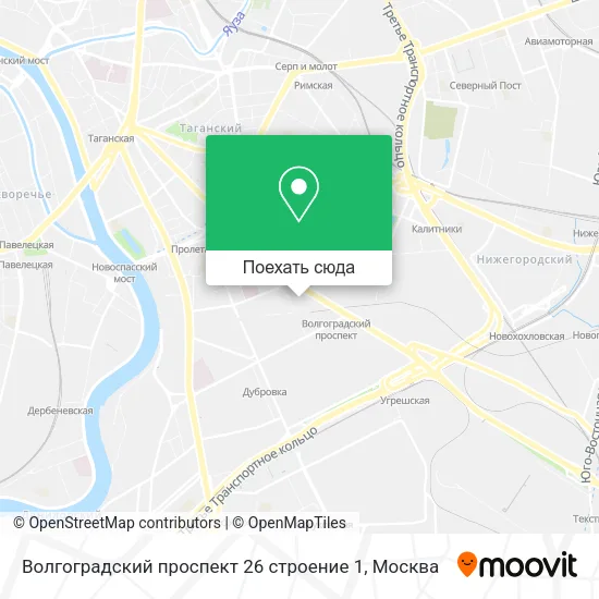 Карта Волгоградский проспект 26 строение 1