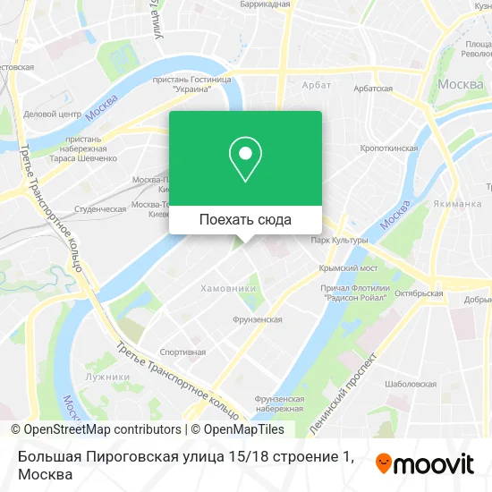 Карта Большая Пироговская улица 15 / 18 строение 1