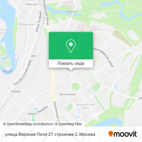 Карта улица Верхние Поля 27 строение 2