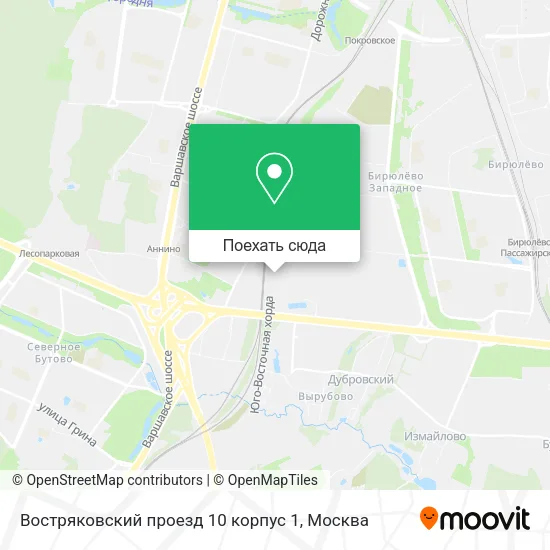 Карта Востряковский проезд 10 корпус 1