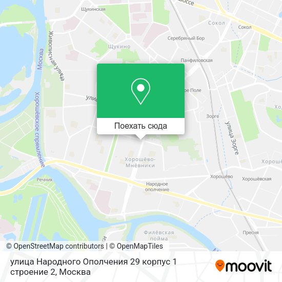 Карта улица Народного Ополчения 29 корпус 1 строение 2