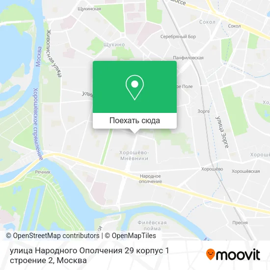 Карта улица Народного Ополчения 29 корпус 1 строение 2