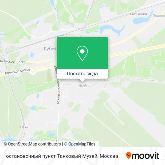 Карта остановочный пункт Танковый Музей