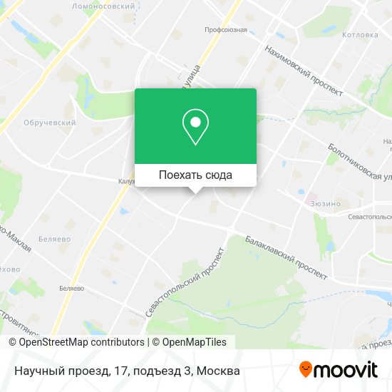 Карта Научный проезд, 17, подъезд 3