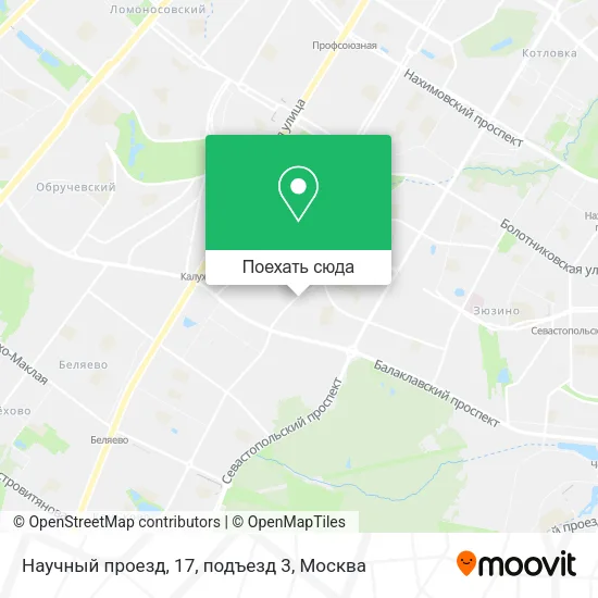 Карта Научный проезд, 17, подъезд 3