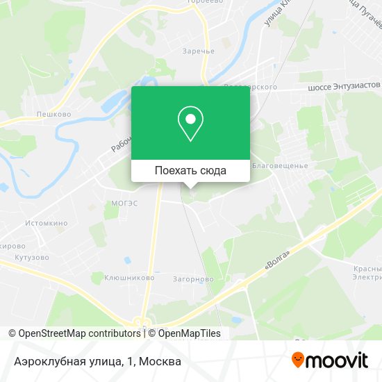 Карта Аэроклубная улица, 1