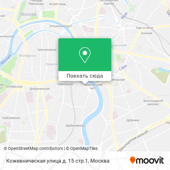 Карта Кожевническая улица д. 15 стр.1