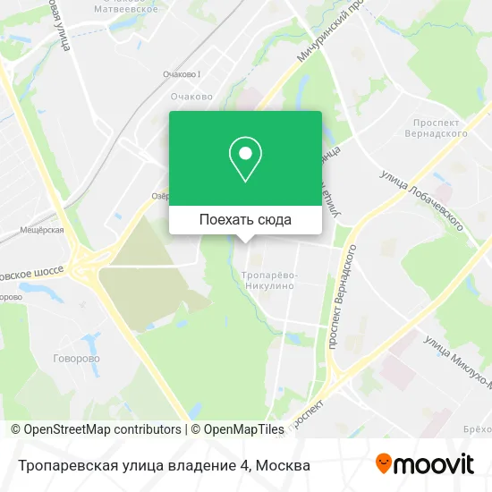 Карта Тропаревская улица владение 4