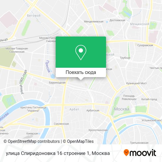 Карта улица Спиридоновка 16 строение 1