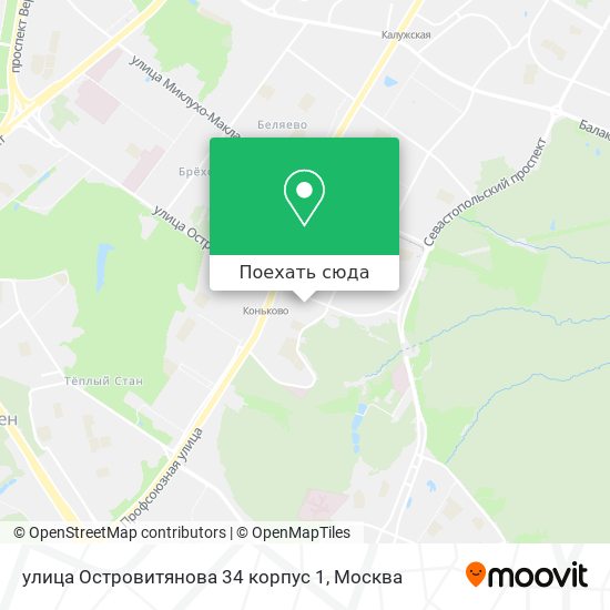 Карта улица Островитянова 34 корпус 1