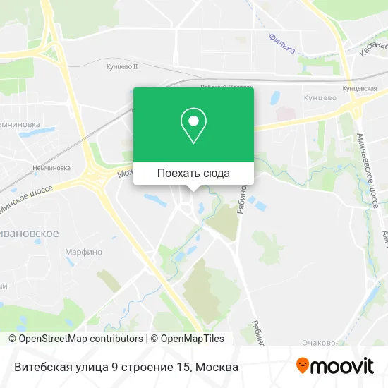 Карта Витебская улица 9 строение 15