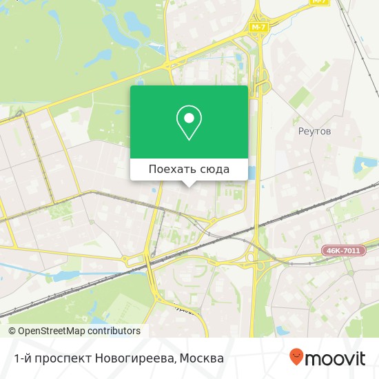 Карта 1-й проспект Новогиреева