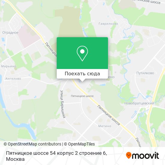 Карта Пятницкое шоссе 54 корпус 2 строение 6
