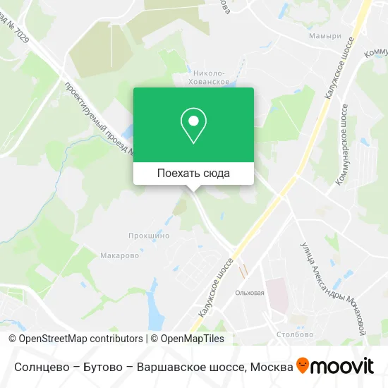 Карта Солнцево – Бутово – Варшавское шоссе