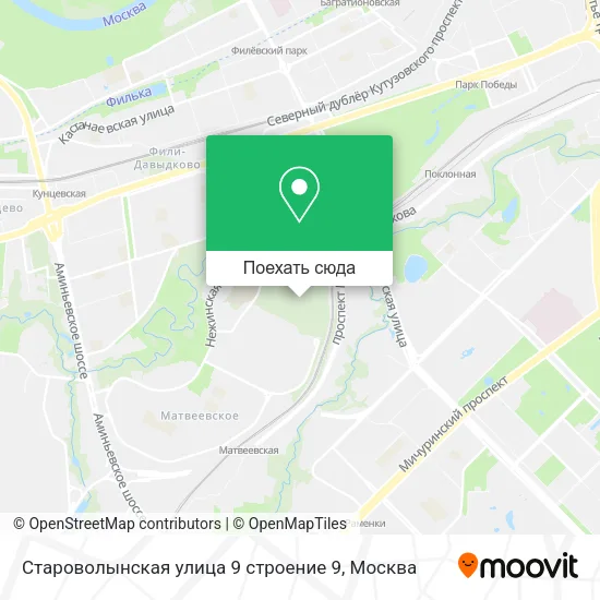 Карта Староволынская улица 9 строение 9