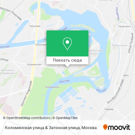Карта Коломенская улица & Затонная улица