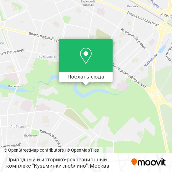 Карта Природный и историко-рекреационный комплекс "Кузьминки-люблино"