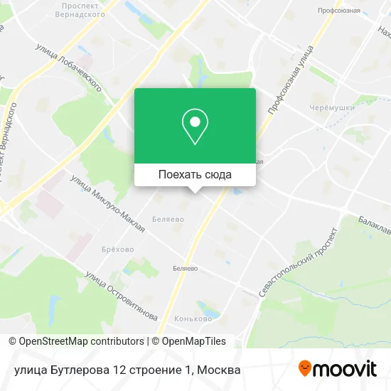 Карта улица Бутлерова 12 строение 1