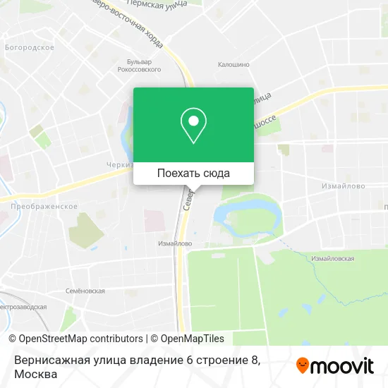 Карта Вернисажная улица владение 6 строение 8