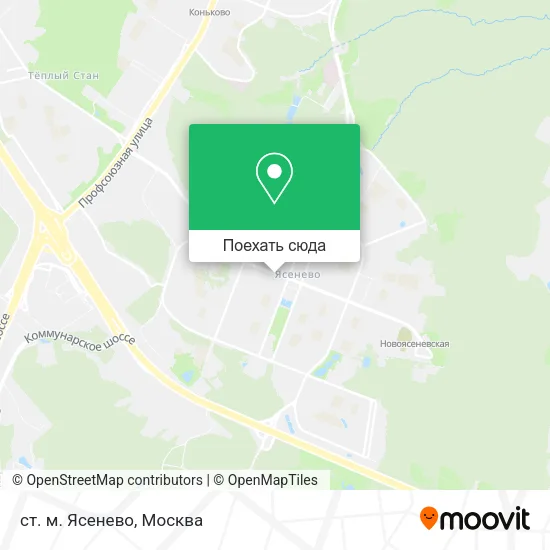 Карта ст. м. Ясенево