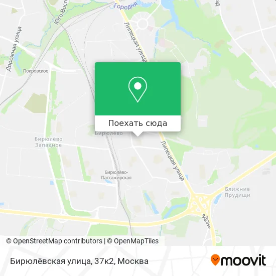 Карта Бирюлёвская улица, 37к2