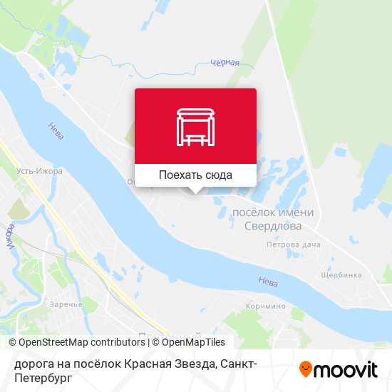Карта дорога на посёлок Красная Звезда