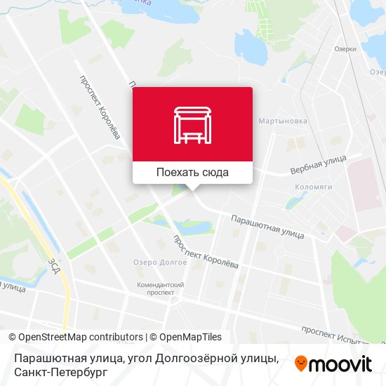 Карта Парашютная улица, угол Долгоозёрной улицы