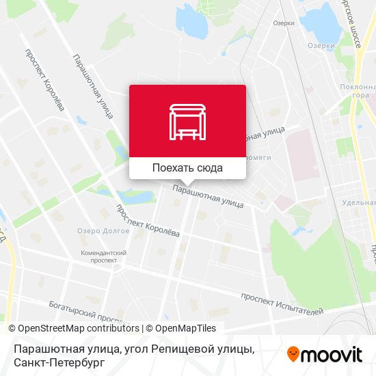 Карта Парашютная улица, угол Репищевой улицы