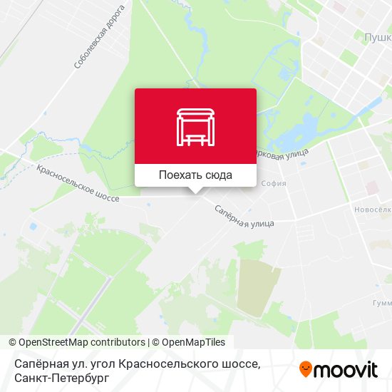 Карта Сапёрная ул. угол Красносельского шоссе