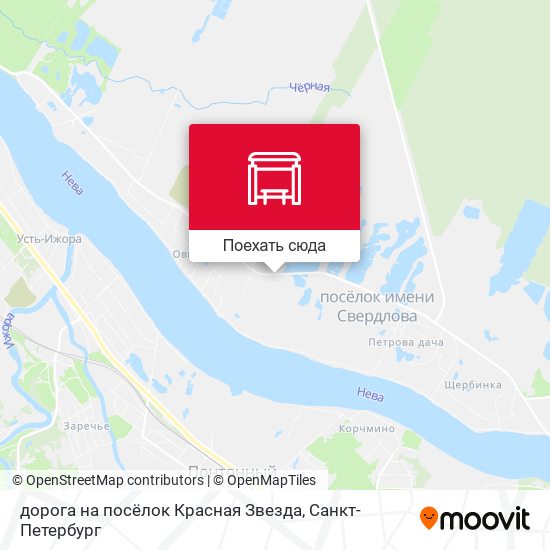 Карта дорога на посёлок Красная Звезда