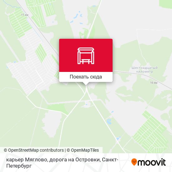 Карта карьер Мяглово, дорога на Островки