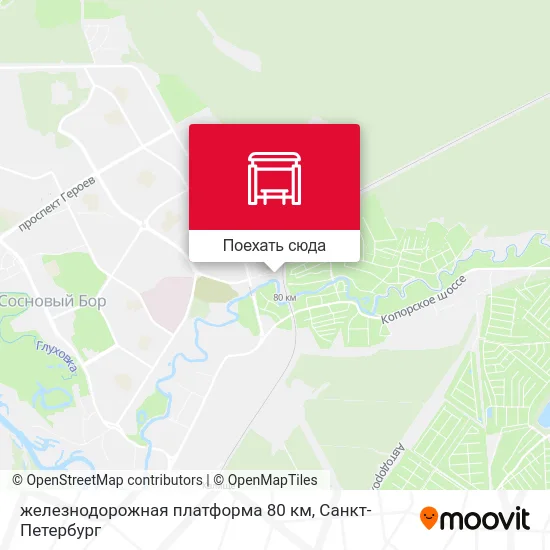 Карта железнодорожная платформа 80 км