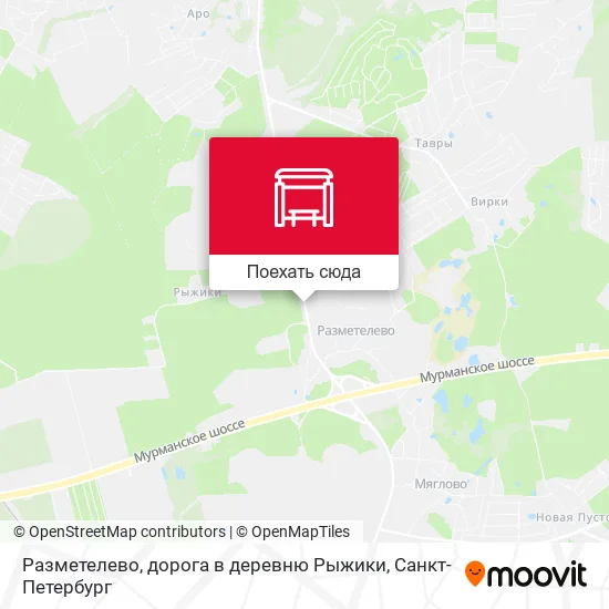 Карта Разметелево, дорога в деревню Рыжики