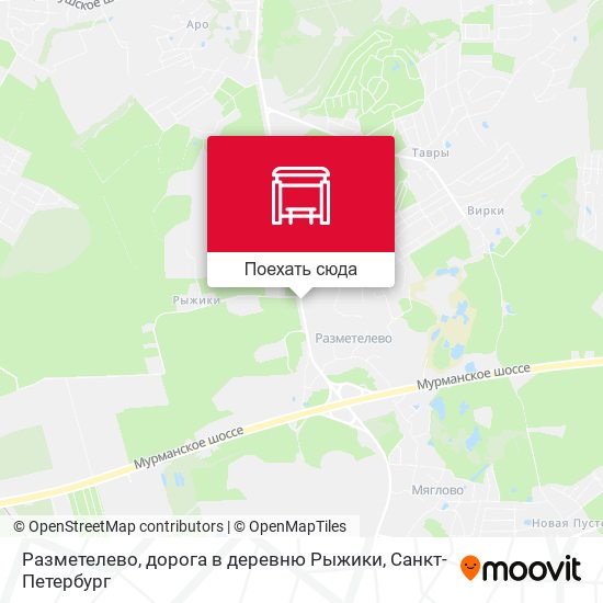 Карта Разметелево, дорога в деревню Рыжики
