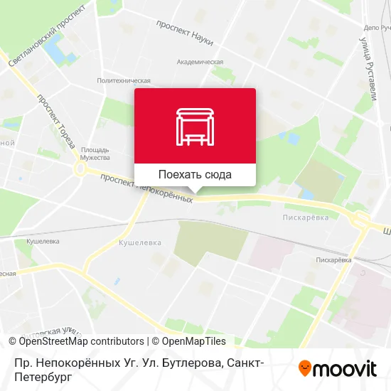 Карта Пр. Непокорённых Уг. Ул.  Бутлерова
