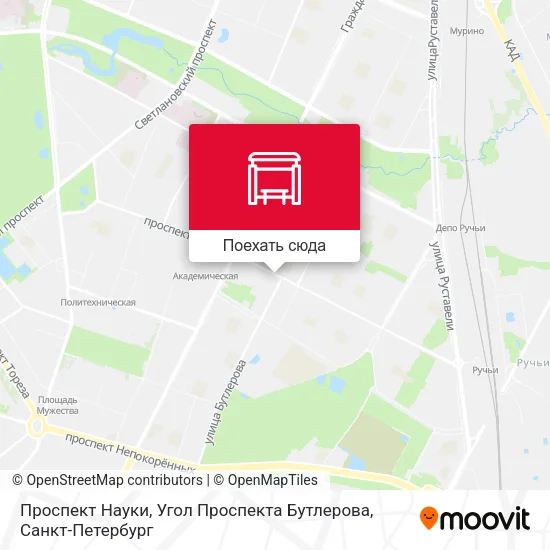 Карта Проспект Науки, Угол Проспекта Бутлерова