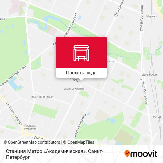 Карта Станция Метро «Академическая»