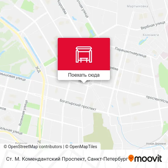 Карта Ст. М. Комендантский Проспект