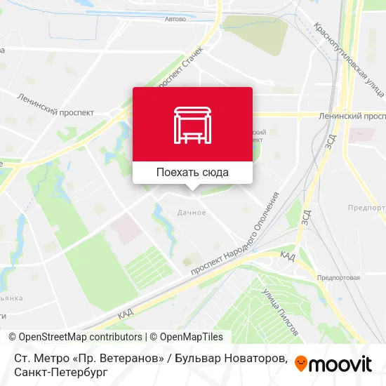 Карта Ст. Метро «Пр. Ветеранов» / Бульвар Новаторов