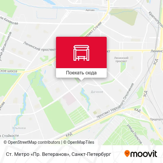 Карта Ст. Метро «Пр. Ветеранов»
